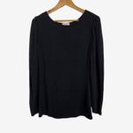 Nordstrom Black Long Sleeve Draped Shoulder Top Women’s Size M Soft Stretch Knit Photo 1
