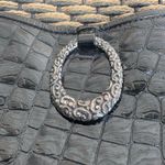 Brighton VTG Purse Janie Shoulder Bag Brown Black Patent Leather Woven Straw Y2k Photo 8