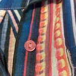 Ecru  Linen L/S Button Down Pink Blue Lilac Stripe Shirt Sz SMALL Photo 2