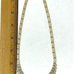 Solid 14K yellow gold Egyptian revival fringe bib necklace, vintage Photo 13