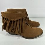 American Eagle  Brown Suede Fringe Ankle Boots Booties - Women’s Size 9 Photo 1