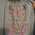 Umgee Boho Blouse Floral Embroidered Off Shoulder Ruffle Gray Sz M Peasant Top Photo 1