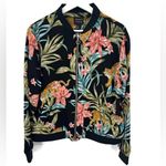 Forever 21  Tiger Floral Bomber Jacket Black Zip Front Size Medium Photo 1