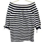 J.Crew Dress S Blue White Striped Muslin Off Shoulder Smocked Nautical Preppy Photo 1