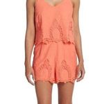 Saks 5th Avenue Saks Fifth Avenue Coral Crochet Lace Sleeveless Romper M Photo 0