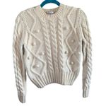 Carven Cream Cable Knit Fisherman Pom Pom Wool Blend Sweater Size XS Photo 0