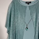 Glamour Nights Teal Blue Maxi Gown Dress & Metallic Shawl Formal Dress Set 14 Photo 4