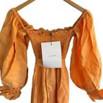 Sleeper Atlanta Linen Off-Shoulder Midi Dress Coral Orange Size Medium NWT Photo 8