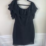Alice Temperley black lace off the shoulder pleated bodycon dress size 12 grunge Photo 9