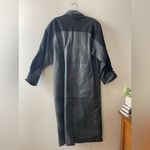 Vintage 90s Ladies Black Leather Trench Coat Full Length Long Large 80s Mob Wife Photo 2