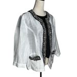 Chico's Chico’s White Linen Blend Jacket Beaded Pearl Trim L 12 | Chic Dressy Office Top Photo 3