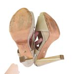 Diane Von Furstenberg  Julia Suede Women 9 Slingback Platform Heel Beige Gold DVF Photo 5