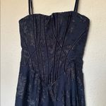 House Of CB  Esme midnight‎ blue lurex chiffon maxi dress NWOT size S Photo 6