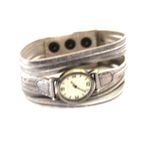 Source Unknown Grunge Punk Gray Leather Snap Clasp 5-8 Inch New Battery Quartz Unisex Watch Photo 1