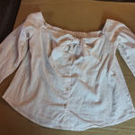 Free People  Hello Beautiful Off Shoulder Linen Knit Top Tie Front S NEW Nautical Photo 0