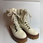 NEW CIRCUS SAM EDELMAN Ivory Shearling Combat Boots size 8 Brown Photo 3