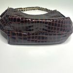 Antonio Melani  Brown Patent Leather Croc Embossed Woven Chain Handle Bag Photo 6