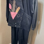 Just Gail vintage dark denim patchwork pantsuit sz large Black Photo 0