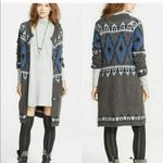 Free People  Frosted Fair Isle Mohair Long Cardigan Shacket Sweater Size M Photo 1