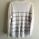 Eileen Fisher XS Linen Slub Cardigan Striped Beige White Lightweight Sweater Photo 9