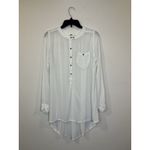 Free People  white gauze boyfriend button down shirt  Size Medium Photo 2