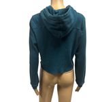 Hurley  Ribbed Turquoise Long Sleeve Hooded Cropped Shirt Kangaroo Pocket Medium Photo 4