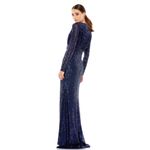 Mac Duggal 26490 Midnight Sequin Long Sleeve Faux Wrap Formal Gown NWT Photo 2