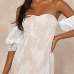 Lulus NWT Lulu’s Loving Beauty White Lace Puff Sleeve Off-the-Shoulder Maxi Dress Photo 2