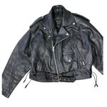 VINTAGE Black Leather Moto Jacket Size L Photo 0