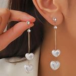 Sweet Tassel Heart Shape Inlay Imitation Pearl Earrings White Photo 3