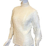 Vintage 1950s Lace Exaggerated Ruffle Tulle Blouse White Adelaar Size M Photo 0