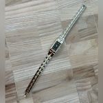 Seiko Ladies Luxury Watch Two-Tone Bracelet Black Rectangular Dial Gold Markers Photo 6