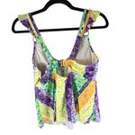 California Sunshine  Printed Flyaway Tankini Top Patchwork Stripe Colorful 0X Photo 3