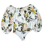 ZARA  Floral Balloon Sleeve Off-Shoulder Bodysuit Top Photo 3