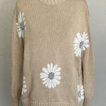 Tuckernuck Beige Floral Cotton Sweater Size Small Gray Photo 0