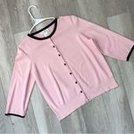 Worthington Vintage Classic Cardigan contrast trim girly womens Pink (large) elegant preppy Photo 0