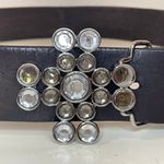 Guess  Women’s Y2K Brown and Silver Crystal Genuine Leather Buckle‎ Belt Size L Photo 1