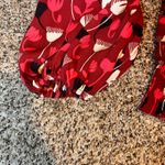 CAbi  Floral Ruffle‎ Blouse Top Long Sleeve Smocked Waist Red White Black M Photo 2