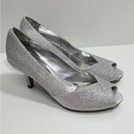 Easy Street  Women's Open Toe Ravish Dress Glitter Pumps in Silver Size 7.5 Photo 1