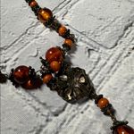 Elegant Burnt Orange Beaded Teardrop Statement Necklace 19” Photo 8