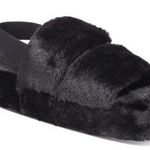Jenni Happy Merry & Cozy Slippers Faux Fur Black Size Medium 7/8 Elastic Back Photo 0
