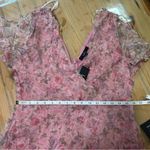 Dreamiest Desires Pink Floral Flutter Sleeve Maxi Dress Size XL Photo 5