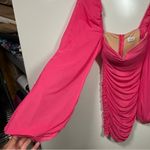 Oh Polly  Feeling Good Long Puff Sleeve Ruched Mesh Mini Dress‎ in Hot Pink 262 Photo 6