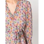 Saloni Franca Silk Floral Print Mini Wrap Dress Red Cream Womens Size 6 Photo 3