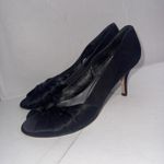 Butter For Diane B Satin Peep Toe Italian Black Minimalist Pumps Heels Size 9 Photo 4