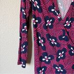 Boden Pink Blue Floral Mini Wrap Dress Womens 6P Classic Fall Casual Modest Photo 5