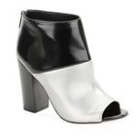 Sam Edelman  silver & black patent peep toe chunky heel shoes Sz 8.5 zipper rear Photo 0