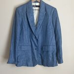 ZARA NWT  Blue Shimmer Metallic Blazer Size Small Photo 4