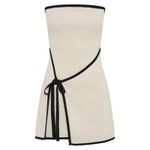 Meshki Rian Strapless Knit Mini Dress Cream Black Trim Sleeveless Party Photo 8