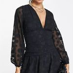 ASOS Black Long Sleeve Skater Dress with Black Dot Details Photo 0